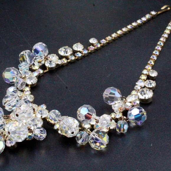 Juliana DE Aurora Borealis AB Crystals Rhinestones Charm Waterfall Necklace - Picture 8 of 13